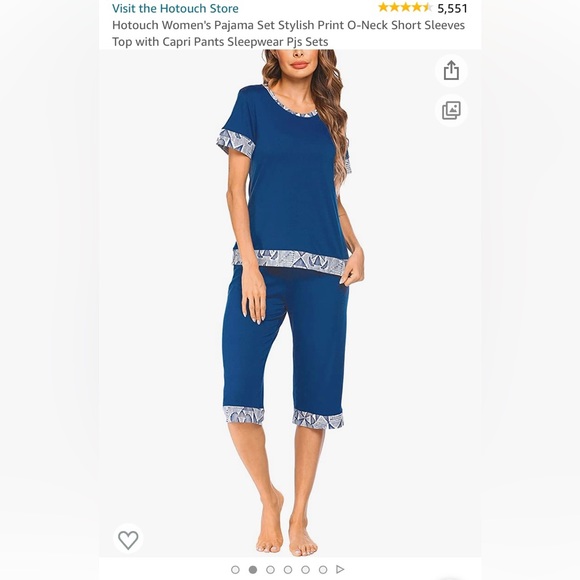 Other - NWT Hotouch Women’s pajama set. Short sleeve top with capri bottoms. 2XL